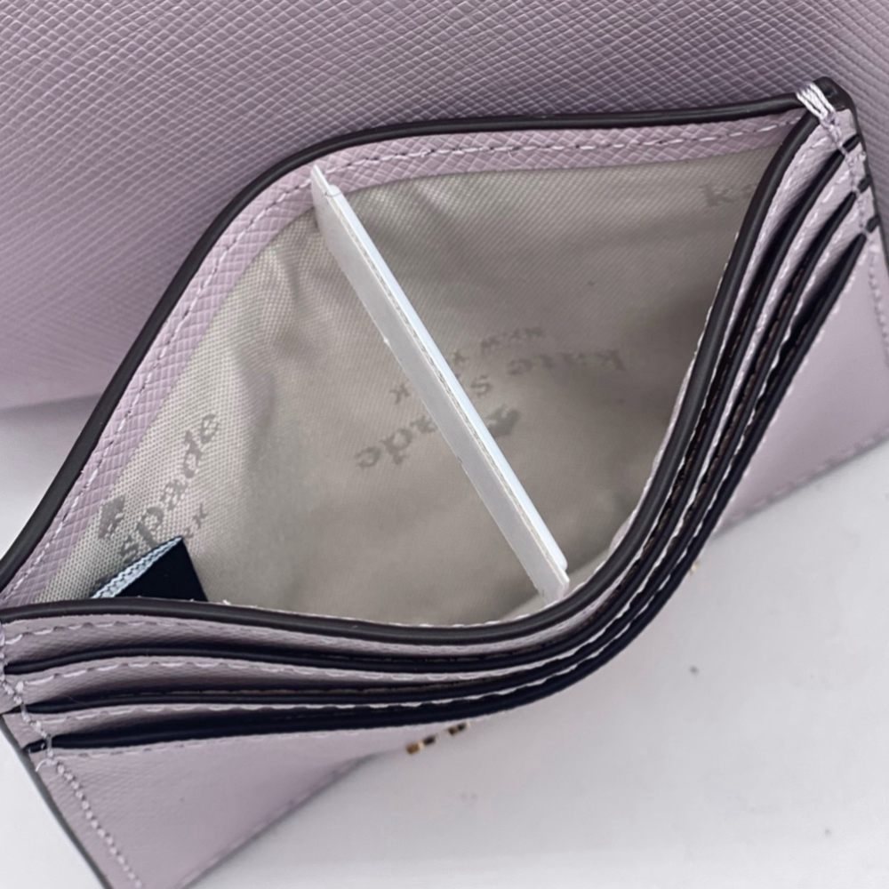 Kate Spade Madison Studded Faux Pearls Small Slim Card Holder, Lilac Moon - Picture 4 of 10